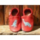 Chaussons dinosaure rouge brique/bleu ciel